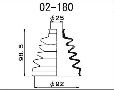 Пыльник ШРУСа Honda Accord 02-04, Integra 01-03 CR-V 01-02 наружн. 02-180 MARUICHI (хомуты в ком-те)