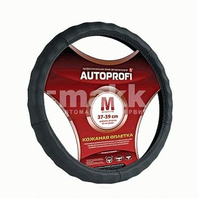 Кожаная оплётка рулевого колеса AP-265 BK (M)