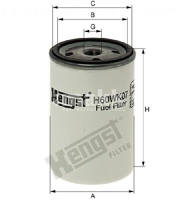 Фильтр топливный Hengst H60WK07 (WK 723) , Atlas, Deutz, Volvo