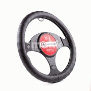 Оплетка  экокожа черная Autoprofi перфорированная,ребристая основа 25 шт/уп AP-1912 BK (M)