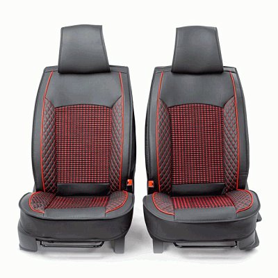 Накидки на сиденье Car Performance передние 2 шт экокожа черн/красные CUS-2102 BK/RD