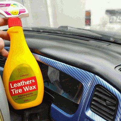 Полироль панели Kolibriya Tire Wax&Leather c губкой, спрей 500мл