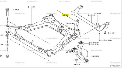 Сайлентблок подрамника Nissan X-Trail T31 Qashqai J10E передн. 54467-BR00A OEM (на авто 2 шт)