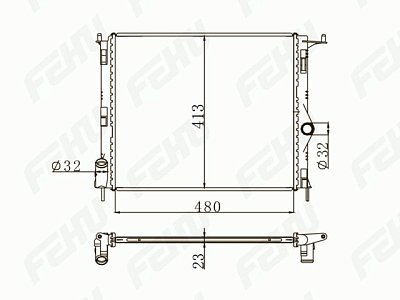 Радиатор охлаждения (сборный) Lada Largus (12-) Renault Logan (08-) 1.4/1.6 FRC1287m Fehu