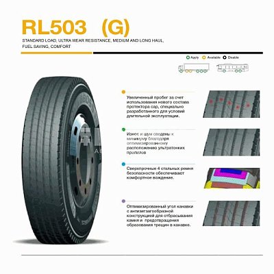 Шина 315/80R22.5-20PR  RL503G 157/153L (рулевая ось) ROADBOSS 