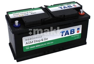 Аккумуляторная батарея 105 Ач Tab Ecodry Stop&Go AGM о/п 39,4*17,5*19