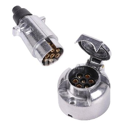 Разъем прицепа, 7 контактов, металл, (комплект)