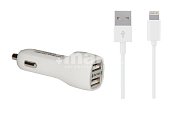 Автомобильное ЗУ USB*2 2А + кабель 8Pin iPhone 5/6/7/8/X Continent белый ZA20-292WT /Si1(3)