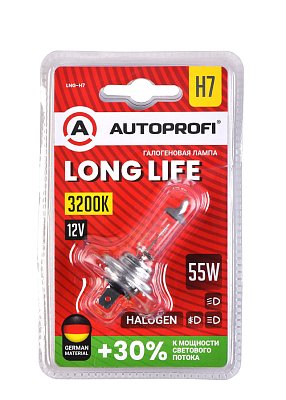 Автолампа H7 12V 55W Autoprofi LONG LIFE +30%
