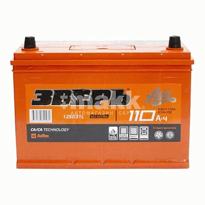 Аккумуляторная батарея 110 Ач ЗВЕРЬ Asia (125D31L) о/п 30.6*17.5*22.5