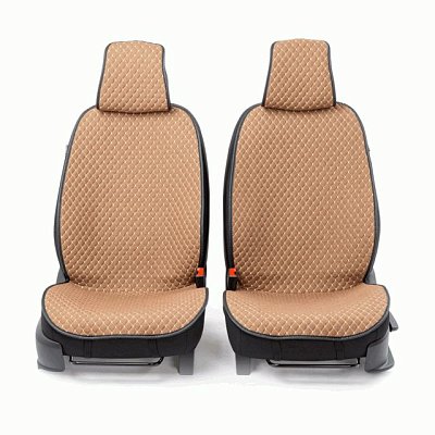 Накидки на сиденье Car Performance передние 2 шт  fiberflax беж/коричневые 5шт/уп CUS-1052 BR/BE