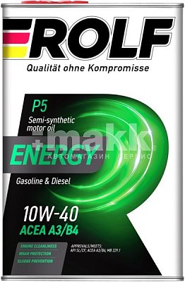 Масло моторное Rolf Energy 10W-40 A3/B4 SL/CF 4л  (4шт/уп)  металл Акция 4л по цене 3л