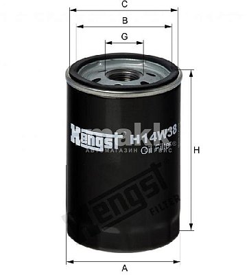 Фильтр масляный Hengst H14W38 (W 719/36) Jaguar S-Type >99, X-Type 01-09, XF >08