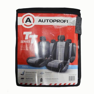 Чехлы AIRBAG полиэстер/велюр, 9 предметов, черный/т.серый 6шт/уп TT-902V BK/D.GY