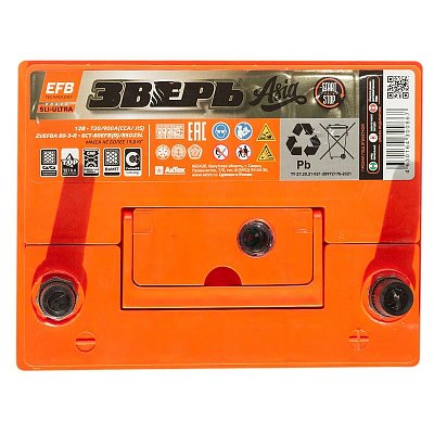 Аккумуляторная батарея 80 ЗВЕРЬ Азия EFB (85D23L) о/п 23,2*17,5*22,5