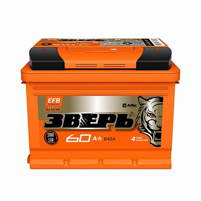 Аккумуляторная батарея 60 ЗВЕРЬ EFB о/п 24,2*17,5*19