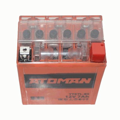 Мото аккумулятор ATOMAN Nano Gel 12V 7Ah (YTX7L-BS) о/п