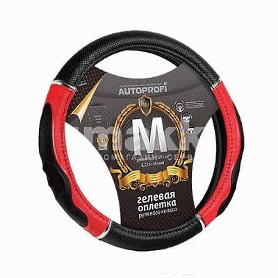 Оплётка  экокожа черн/красный Autoprofi вставки с тиснением гелев напол 25шт/уп GL-1020 BK/RD (M)