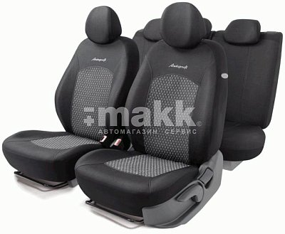 Чехлы автомоб. JACQARD жаккард 11 предм 2 молн чёрн/серые AIRBAG JAC-1102 SKYNET