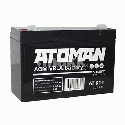 Аккумуляторная батарея ATOMAN 6В 12Ач для ОПС