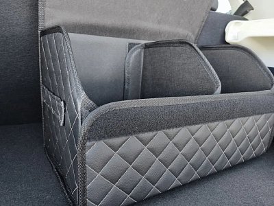 Органайзер в багажник экокожа 30х30х30см черный/белый GS 114323