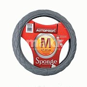 Оплетка экокожа/спонж серая Autoprofi SP-9010 GY (M)