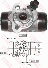 Цилиндр тормормозной рабочий Toyota Carina, Corolla #T190, ST20#, #T210, AE104, AE114, AE115 TRW