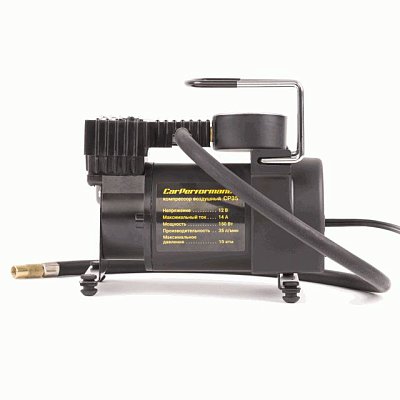 Компрессор  35л/мин 160W 12V металлический поршень, в компл 3 насадки Car Performance CP-35