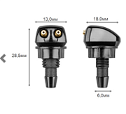 Форсунка стеклоомывателя двойная струйная с гайкой универсальная SKYWAY 2шт