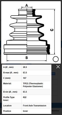 Пыльник ШРУСа MMC Montero V93W внутр. 2006- CD23054 JIKIU