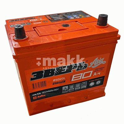 Аккумуляторная батарея 80 Ач ЗВЕРЬ Asia (85D23L) о/п  23,2*17,5*22,5