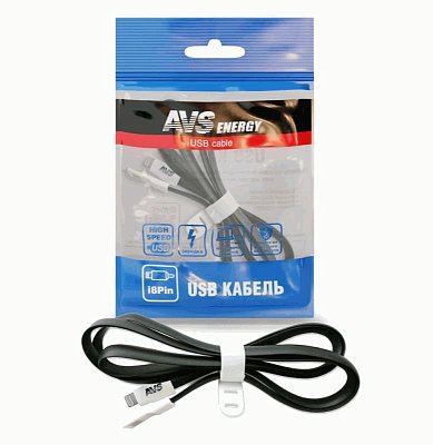 Кабель iPhone 5/6/7/8/X 8pin AVS 1м черный IP-551