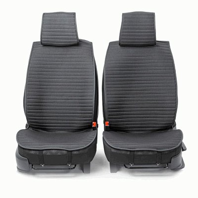 Накидки на сиденье Car Performance передние 2 шт fiberflax черн/серые 5шт/уп CUS-1022 BK/GY
