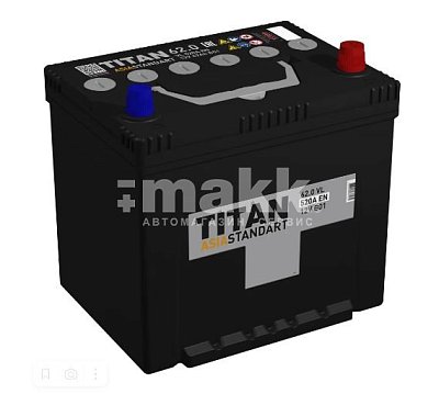 Аккумуляторная батарея  62 Ач TITAN ASIA STANDART (D23L)  о/п 23,0*17,5*22,1