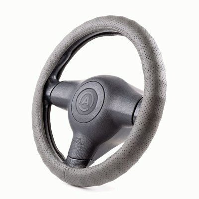 Оплетка  экокожа серая Autoprofi перфорированная, ребристая основа 25 шт/уп AP-1912 D.GY (M) "В"