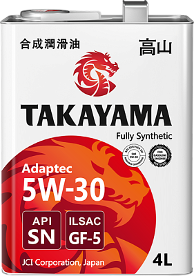 Масло моторное TAKAYAMA Adaptec 5W30 синт. API SN ILSAC GF-5  4л металл Акция 4л+1л