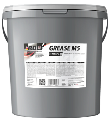 Смазка пластичная ROLF GREASE M5 LC 180 EP-2 HD  18 кг (черная)  пластик
