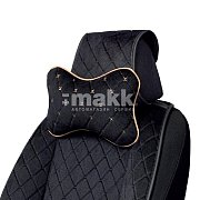 Подушка "косточка" алькантара с контраст. прострочкой чер/бежевый 30*20см AUTOPROFI ALC-100NP BK/BE