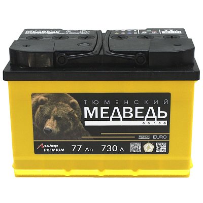 Аккумуляторная батарея 77 Ач Тюменский медведь LA п/п  27,8*17,5*19