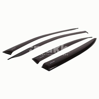 Дефлекторы неломающиеся на боковые стекла Voron Glass  SANTE FE 2007-2012  накладные  скотч 