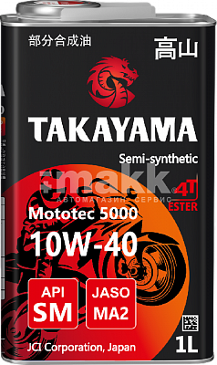 Масло моторное TAKAYAMA Mototec 5000 10W40 4Т п/синт  API SM JASO MA-2 1л