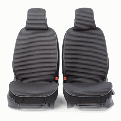 Накидки на сиденье Car Performance передние 2 шт  fiberflax черные CUS-1042 BK
