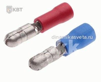 Разъем штекерный "папа" изолированный КВТ РШИ-П1,5-4 (латунь,ПВХ красный) (ПЭ10/500)