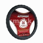 Оплетка нат.кожа черная Autoprofi ребристая 25 шт/уп AP-265 BK (L)