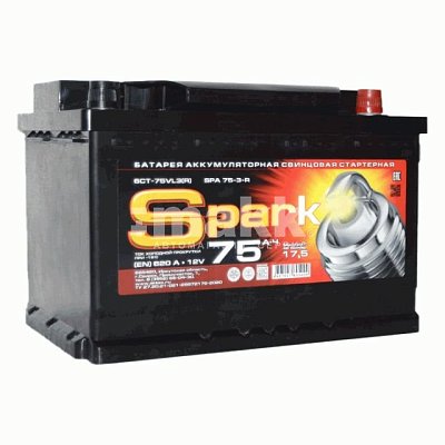 Аккумуляторная батарея 75 Ач Spark о/п  27,8*17,5*19