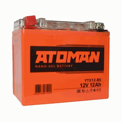Мото аккумулятор ATOMAN Nano Gel 12V 12Ah (YTX12-BS)