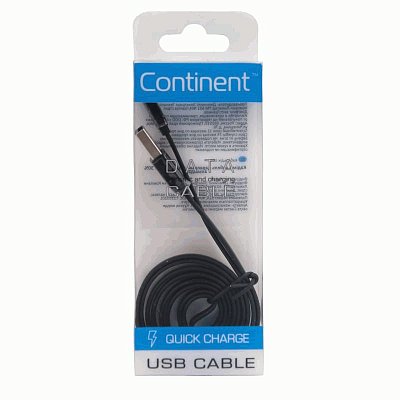 Кабель micro USB Continent 1м, черный плоский QCU-5102BK (box2)