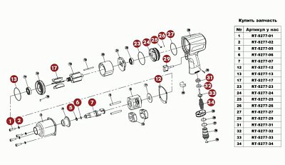 Гайковерт пневматический ударный 1/2" 1492 Нм ROTAKE RT-5277