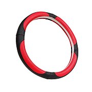 Оплетка комбинированная экокожа, черно-красная Green Star (M) 