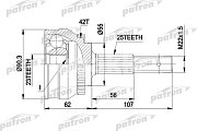 ШРУС наружный NISSAN ALMERA SUNNY 25x55x23 c ABS:42T PCV1275 PATRON